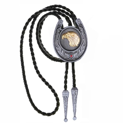 Image of HUABOLA CALYN Bolo Tie for Men- Western Cowboy Native American Golden Horse Bolo Tie