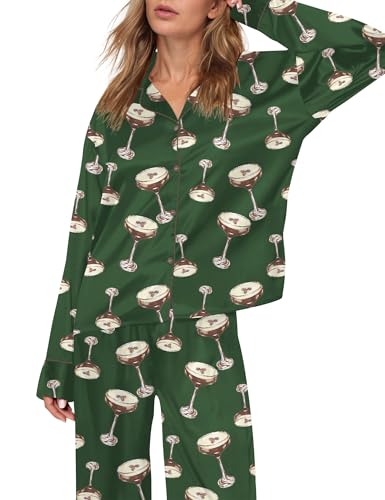 Image of SHESHOW Satin Pajamas for Women Set Long Sleeve Button Down Sleepwear 2 Piece Nightwear Women Pjs Sets Size XS-XXL