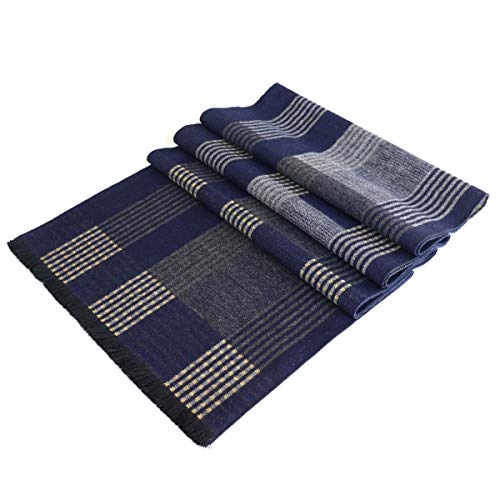 MIWORM Foulard d'hiver tendance pour homme en cachemire super doux et confortable classique pour les loisirs et les affaires - Bleu - Taille Unique Cover