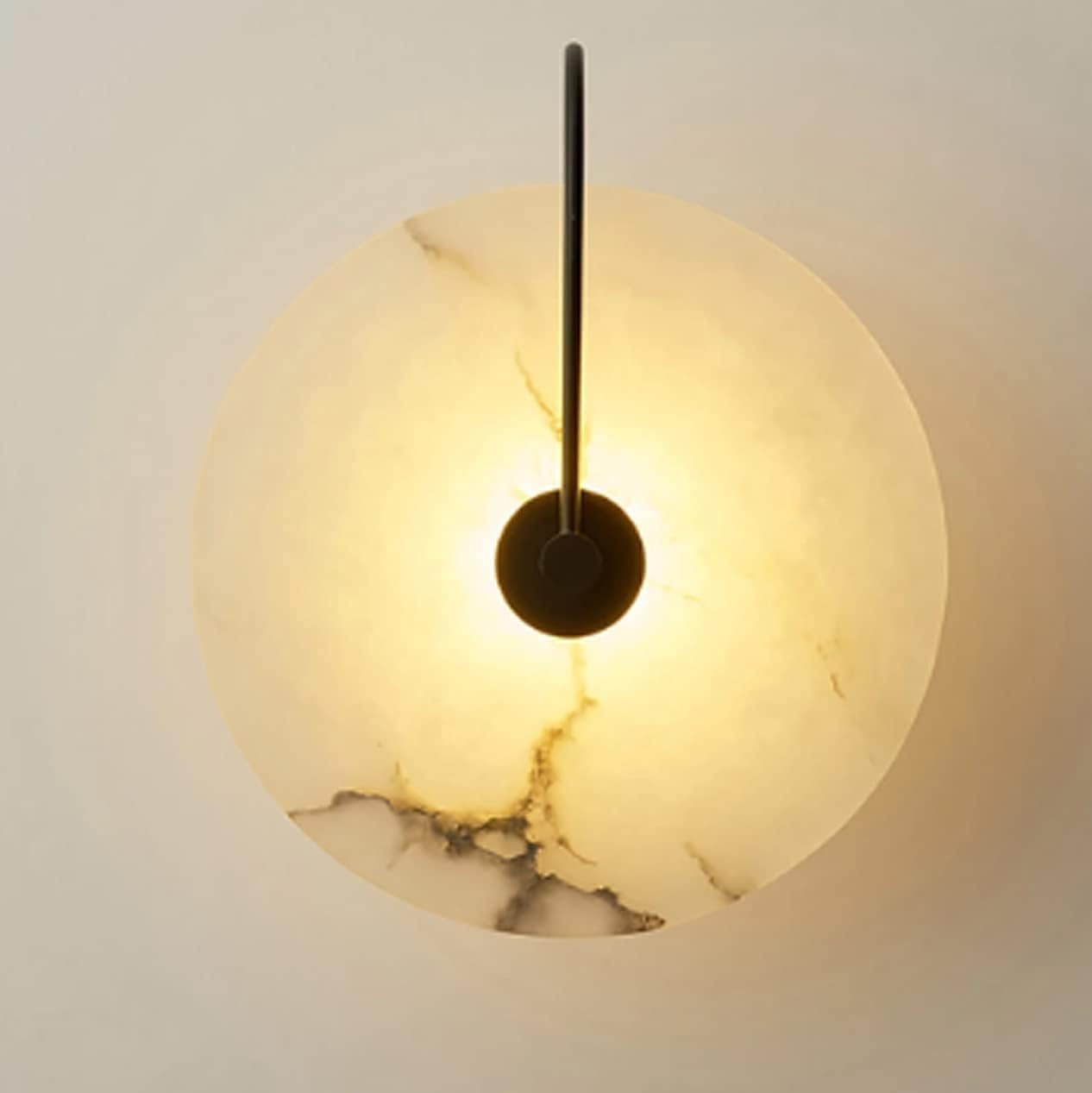 Nordic Style Stone Wall Lamp Natural Marble Wall Sconce Metal Base Indoor Interior Wall Lights Chinese Style for Living Room Dinning Room Corridor Study Home Lighting Decoration