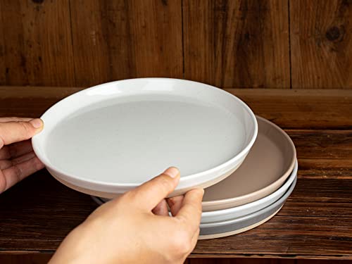 Famiware Saturn 4 Pieces Salad Plates, 8 Inch Plate Set, Scratch Resistant, Stoneware Dinnerware, Kitchen Modern Rustic Serving Dishes, White #TOP1
