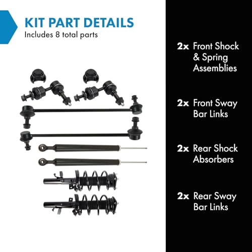 Image of TRQ Front and Rear Suspension Kit Complete Strut & Coil Spring Assembly Shock Absorber Sway Bar Stabilizer Link Compatible with 2013-2018 Ford C-Max