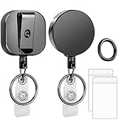 Classycoo Retractable Badge Holder Reel 2 Pack Heavy Duty Badge Reels Metal ID Badge Holders with...