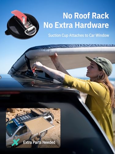 Image of Niphean Car Awning for SUV, Truck& Rv, 2-Min Quick Setup Vehicle Awning | No Roof Rack Required, Inflatable Rv Awning Camping Sun Shade 8.2' x 6.5', Waterproof UV50+, Durable & Wind-Resistant