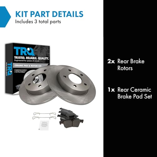 Image of TRQ Rear Brake Pad and Rotor Set Ceramic Solid Rotors | For 2004-2005 Mazda 3