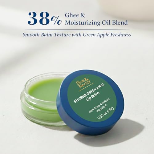 Blue Nectar Herbal Ayurvedic Lip Balm with Green Apple Vitamin C & Organic Ghee for Dry Lips | Hydrating Lip Gloss with Clean Ingredients (0.35 oz, 10 herbs) - Image 3