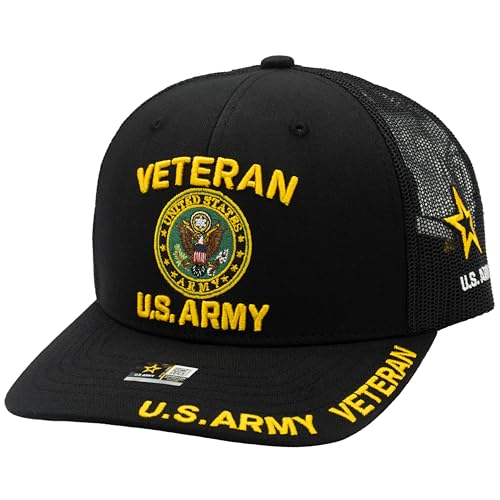 Image of US Army Veteran Hat for Men Official Licensed Military Veterans Embroidered Patch Design Army Seal Adjustable Baseball Cap