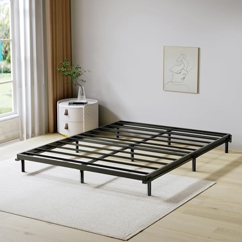 Queen Box Spring 2 Inch Low Profile Bunkie Board Bed Slat Replacement, Sturdy Metal Structure, Mattress Surpoort Base, Noise Free, Easy Assembly