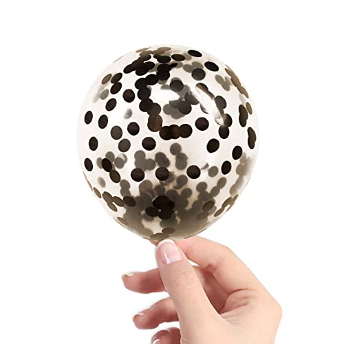 Image of Black Confetti Balloons, 40 Pcs 5 Inch Clear Balloons with Confetti Inside for Birthday Party Graduation Engagement Cake Topper Decor Bridal Shower Baby Shower Decoration Supplies