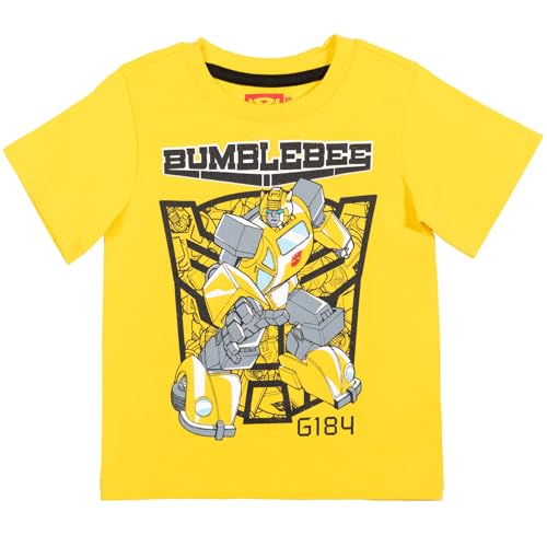 Transformers Bumblebee Optimus Prime Little Boys 3 Pack Graphic T-Shirts Yellow/Blue/Black 7-8 - image 4