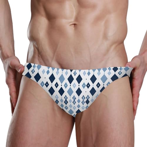 Bule Buffalo Check Plaid Swim Briefs for Men Swimsuit Bikini Swimwear S B04039634