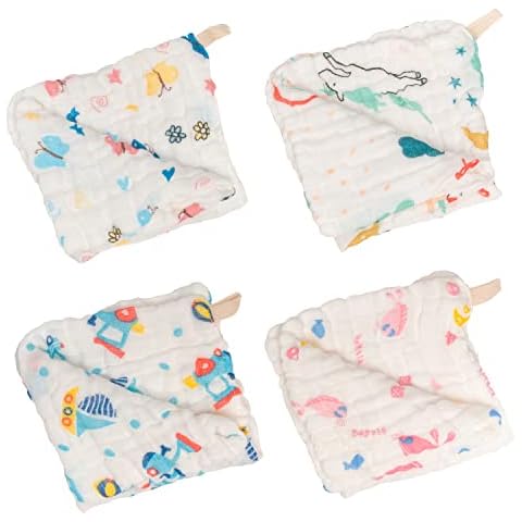 Chuckle - 12 Pack Extra Soft 6 Layered Muslin Squares Wash Cloths for Babies - 30x30cm Cover