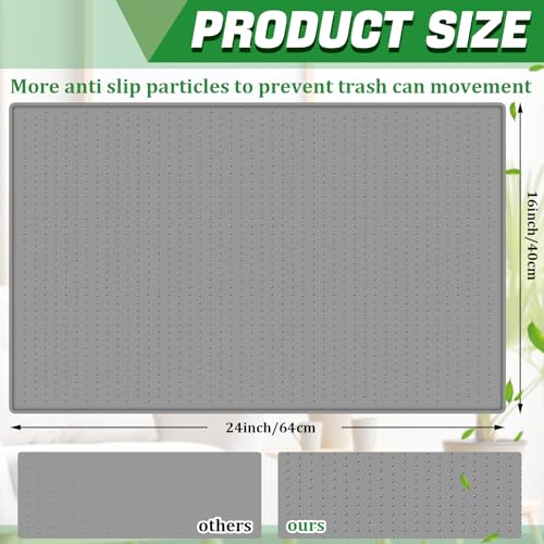 Image of Tinideya Waterproof Trash Can Mat with Raised Edge Non Slip Under Garbage Mat Trash Can Pads Protective Silicone Rubber Tray for Kitchen to Avoid Spills Floor Scratches(Gray,15.8 inch X 23.6 inch)