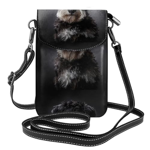 Portefeuille cuir PU porte-téléphone pour femmes et petit sac Schnauzer