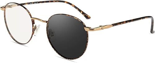Firmoo Gafas de lectura actualizadas con bloqueo de luz azul 1.0, lentes de sol de lectura grises fotocromáticos para mujeres y hombres,