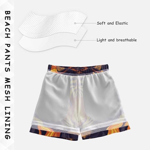 Pigsaly Boys Swim Trunks Orange Flaming Tiger Boys Board Shorts Swimsuit Swimwear Summer Bathing Suit 2T4