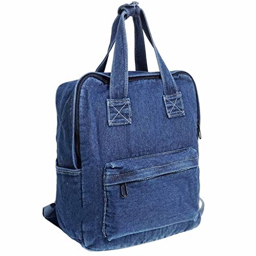 Image of MaxxCloud Vintage Denim Laptop Backpack Casual Canvas Daypack Handbag Purse Lightweight Rucksack Shoulder Bag