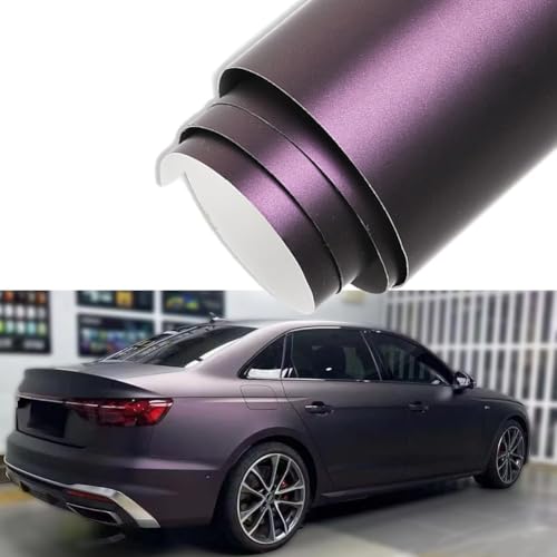 XhuangTech - XhuangTech Matte Dark Purple Black Car Wrap Film, Self-Adhesive Body Changing Color Satin Film Waterproof, DIY Protective Sticker Exterior Interior Accessories for Car, Motorbike, Bicycle (50×152CM)