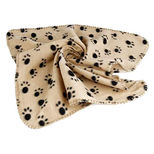 Chianrliu Haustierdecke 60x70cm Hund Katze Weiche Warme Schlafmatte Pfote Gedruckt Kleine Fleecedecke Bettmatte Quilt braun