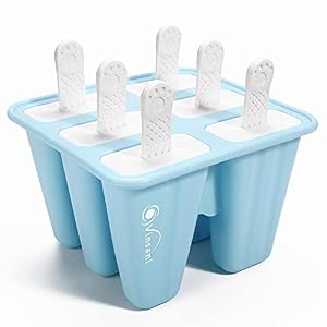 Vinsani Ice Lolly Mould Silicone 6 Cavity Popsicle Mould Reusable Ice Cream Mould Ice Pop Moulds BPA Free Easy Release Ice Lolly Maker with Non-Spill Lid for Kids Adults DIY – Blue