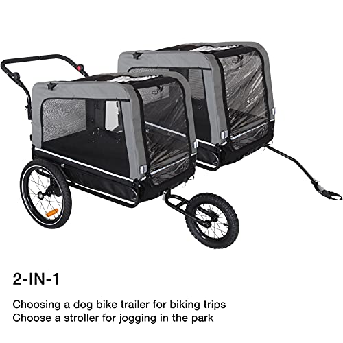 ANOUR Dog Bike Trailer, 2-in-1 Dog Stroller Cart and Jogger Bike Trailer, with Spring Suspension, Folding Frame Carrier… - Image 4