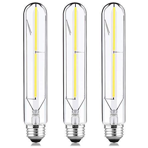 HXMLS Dimmable T10 LED Bulbs,4000K Daylight T30 LED Tubular Edison Light Bulbs 4W Tube Vintage Led Bulbs 40 Watt Equivalent,E26 Medium Base 400LM,Clear Glass Cover, 7.5in,(3-Pack)