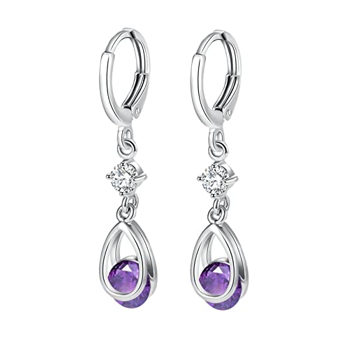 Boucles d'oreilles or 18 carats pour femme : créoles gouttes d'eau et améthyste de prestige