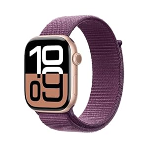 Apple Watch Series 10 [GPS 46mm case] Smartwatch with Rose Gold Aluminium Case with Plum Sport Loop. Fitness Tracker, ECG App, Always-On Retina Display, Carbon Neutral