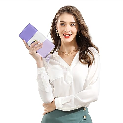 Image of Women's Wallets RFID Blocking Card Wallets for Women with Multiple Card Holder and Cellphone Compartment, Purple