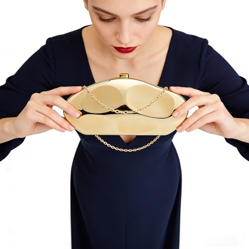 Image of Acrylic Clutch Purse for Women Formal Evening Bag Shell Shape Clutch Handbags with Chain for Party Wedding Prom