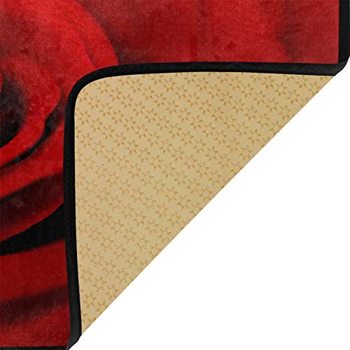 Valentine's Day Kitchen Rugs Runner Rose Rug Flower Red Doormat Bath Rugs Non Slip Area Rugs For Bathroom Kitchen Indoor 39" X 20" #TOP5