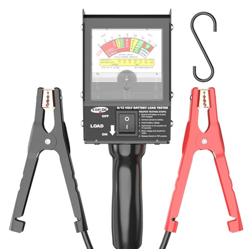 TOPDC 3181 Pro 130 Amp Heavy-Duty Battery Load Tester for 6V & 12V Automotive Batteries, with Anti-Slip Clamps TD-BT104