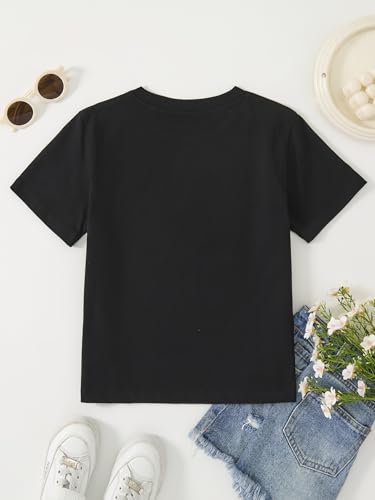 Image of Girl's Cute Cat Graphic T-Shirts Funny Animal Lover Black