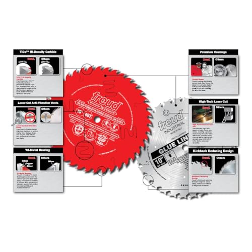 Freud LU79R010 Thin Kerf Ultimate Plywood and Melamine Saw Blade 10 Inch x 80t Hi-ATB 5/8 Inch Arbor Perma-Shield Coated, One Size, Multi thumbnail 6