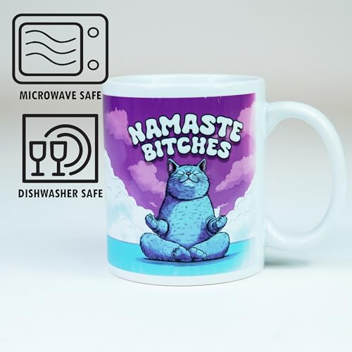 Reactive Brands MUGEMS Namaste Bitches Mug, Funny Yoga Cup, White, Funny - Image 3