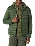 Amazon Essentials Men's Packable Lightweight Water-Resistant Puffer Jacket (Available in Big & Tall), Dark Green, L