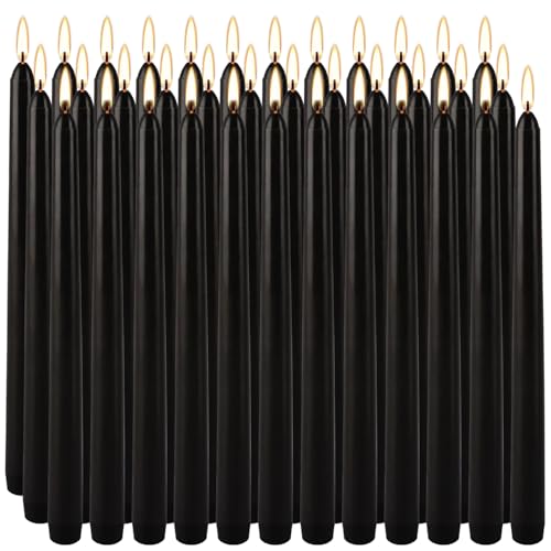 Grcdoyvl 36-Pack 10-Inch Black Taper Candles - Drip-Free Unscented Long Burning for Dinner Parties Halloween Home Decor Spells & Rituals Meditation Prayer (25.4 cm)