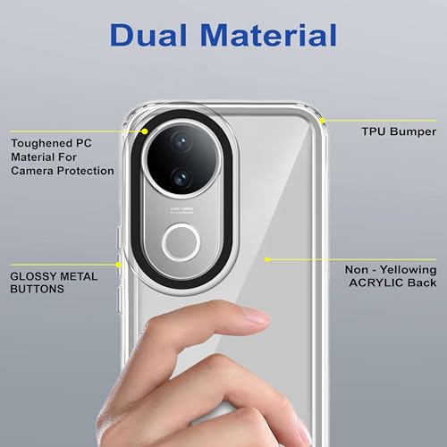 Image of Zapcase Back Case Cover for Vivo V50e 5G | Compatible for Vivo V50e 5G Back Cover | Case Cover with Camera Protection | (TPU + PC | Transparent)