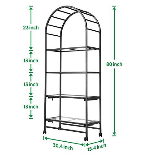 4 Tier Expandable Metal Plant Stand With Garden Arch For Indoor Outdoor, Plant Flower Display Rack With Transparent Acrylic Shelves, Planter Pots Holder For Corner, Living Room, Patio Garden #TOP6
