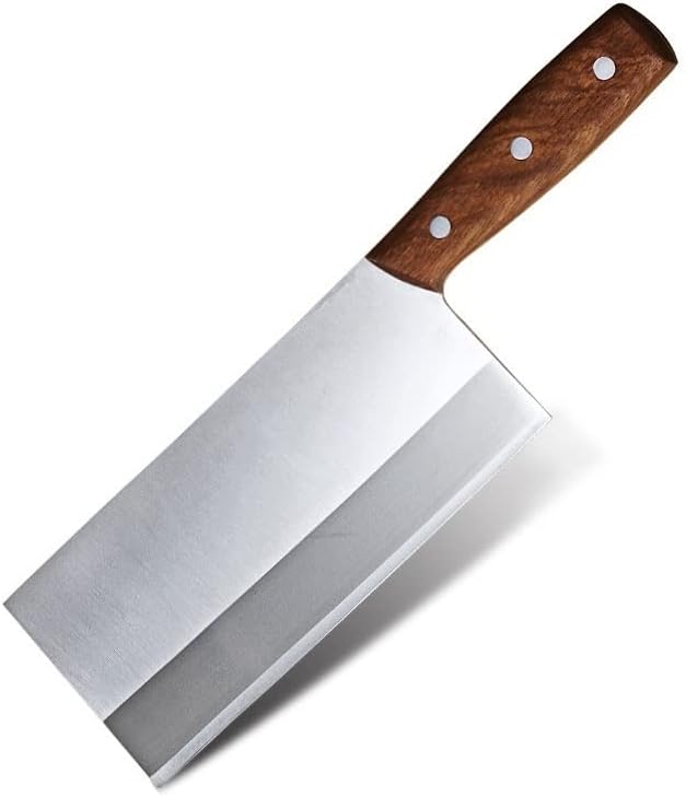 DAXXIN Meat Cleaver,Cleaver Knife, 8 inch Stainless Steel Cleaver Butcher Knife Kitchen Knife Wood Handle Chopping Knife Kitchen Cooking Chef Knife(Large Chopper)