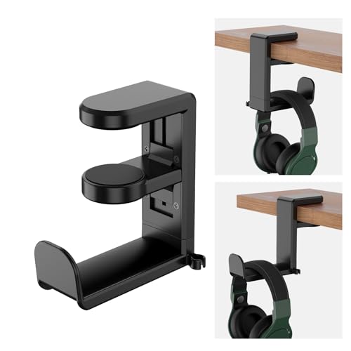 SUNNIFLY Support Casque Gamer, Support Casque Bureau Réglable, Porte Casque Clip avec Crochet Pivotant à 360° pour tous Types d'écouteurs/Chapeaux/Lunettes etc.