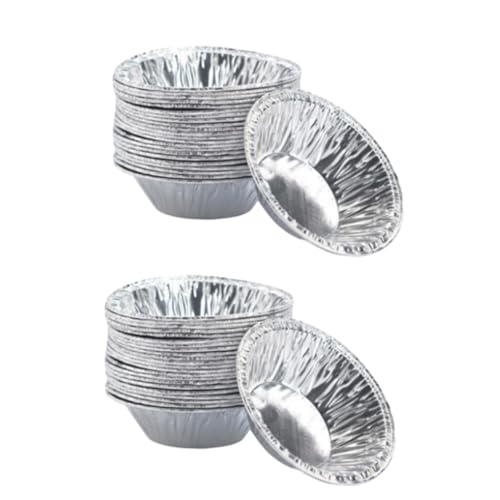 GLEAVI 200Pcs Silver Disposable Tart Pans Non Stick Egg Tart Molds for Baking Cupcakes and Desserts Baking Cups for Kitchen Use