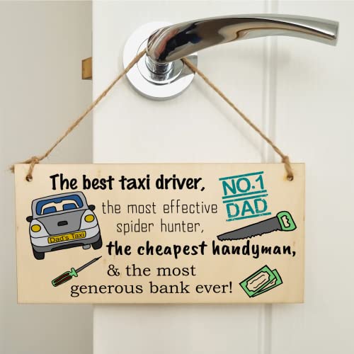 The Plum Penguin Handmade Wooden Hanging Wall Plaque Dad Best Taxi Driver Handyman Generous Bank Novelty Sign - Image 4