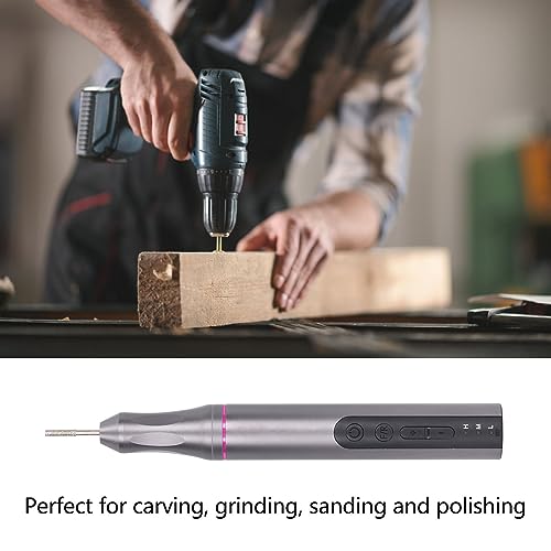 Elektrischer Polierstift, 6000–20000 U/min, Aluminiumlegierung, LED-Akku-Rotationsschleifer, Leistungsstarke, Geräuscharme 650 MAh, Multi-Geschwindigkeitseinstellung Heimwerker