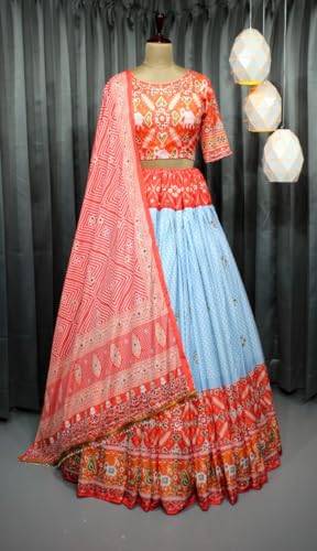 New indian ready to wear navratri Chaniya choli for women flared Lehenga choli with stitched blouse.3