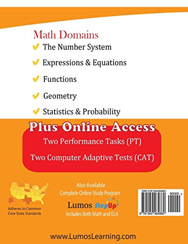 SBAC Test Prep: 8th Grade Math Common Core Practice Book and Full-length Online Assessments: Smarter Balanced Study Guide With Performance Task (PT) ... Testing (CAT) (SBAC by Lumos Learning) - Image 2