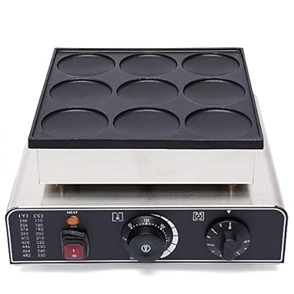 220V 900W 9PCS rundes Waffeleisen, elektrisches Waffeleisen Frühstücksbäcker-Maschine Antihaft zum Kochen in der Küche oder Gewerbe-Edelstahl Temperatur- und Zeitsteuerung