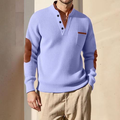Men's V Neck Sweatshirt Color Block Long Sleeve Button Pullover with Pockets Fashion Casual Fall Comfort Sweatshirts2
