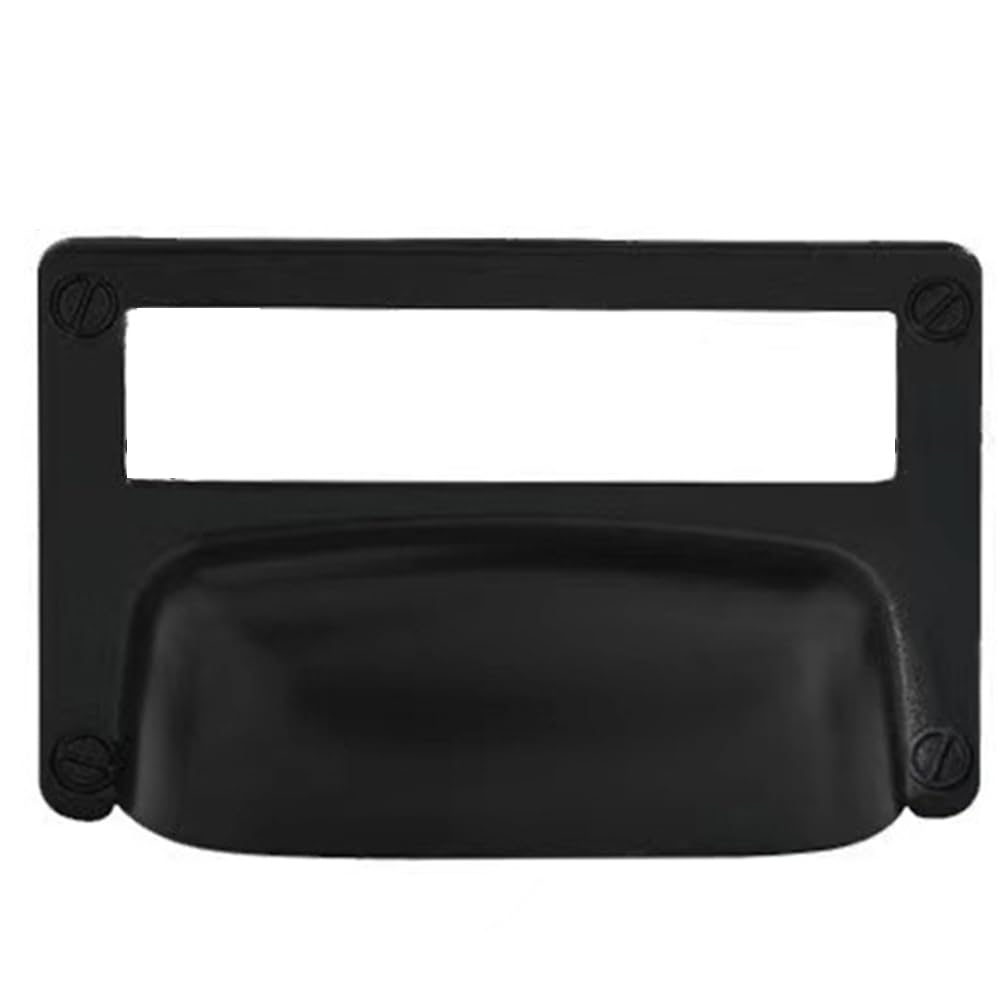 Udsknv[Ksl Black 6Pcs Vintage Zinc Alloy Drawer Handles With Label Frames For Card Boxes And Cupboards