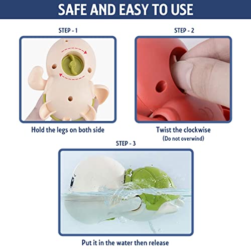Image of Wembley Swimming Turtle Bath Toys for Toddlers Kids Cute Floating Wind Up Water Toys for Babies 1 2 3 4 5 Years Boy Girl New Born Baby Bathtub Pool Toys Gift for Baby, Pack - 2